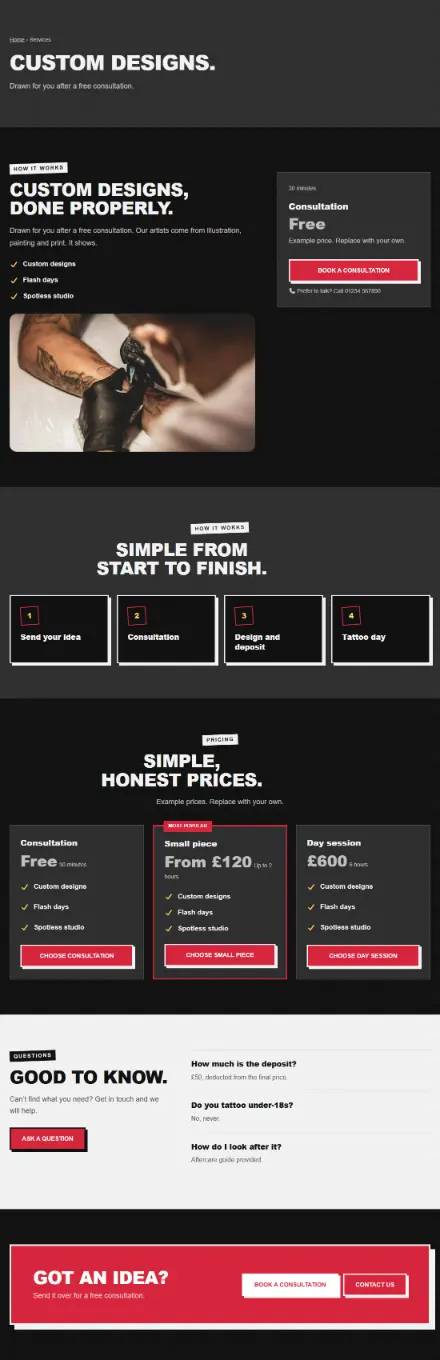 Screenshot of Tattoo · Service detail