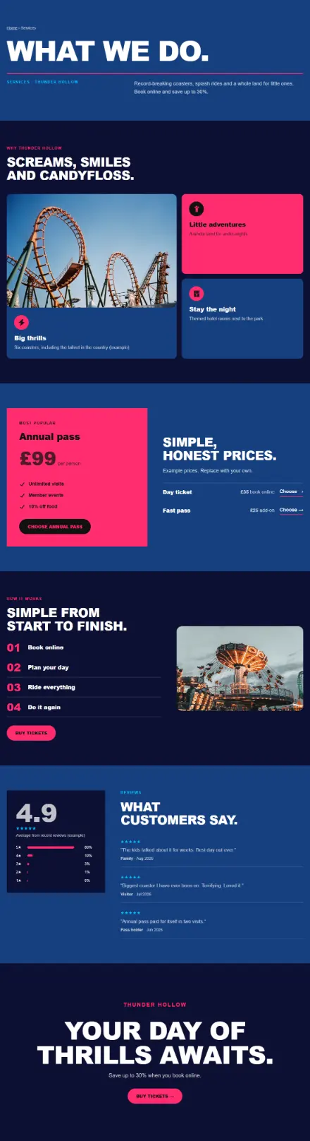 Screenshot of Themepark · Services