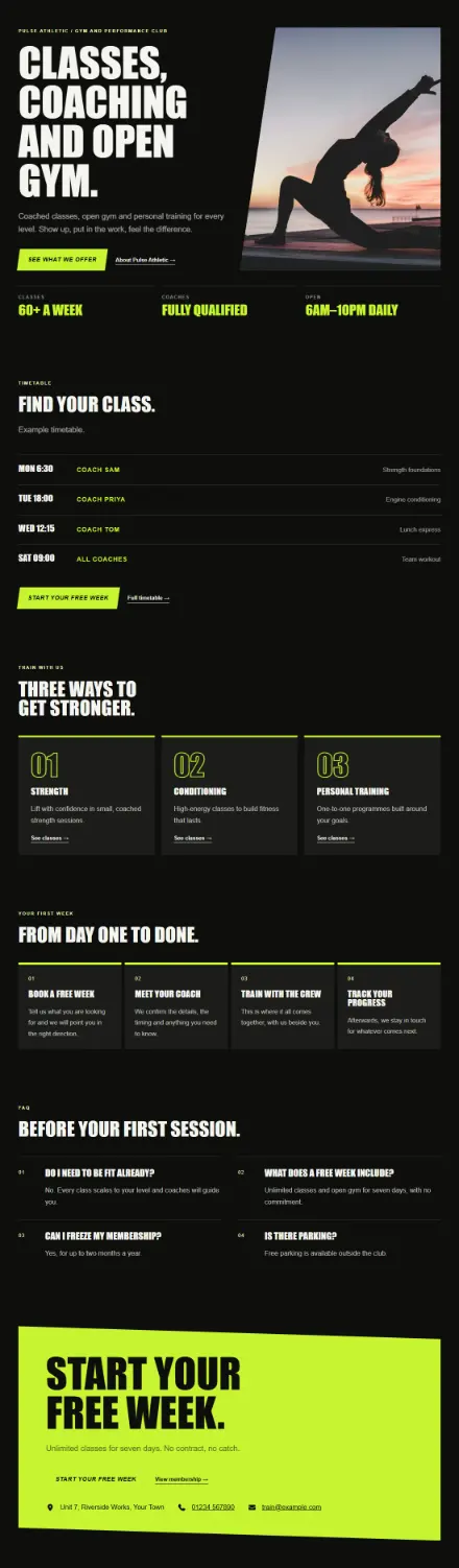 Screenshot of Athletic · Services