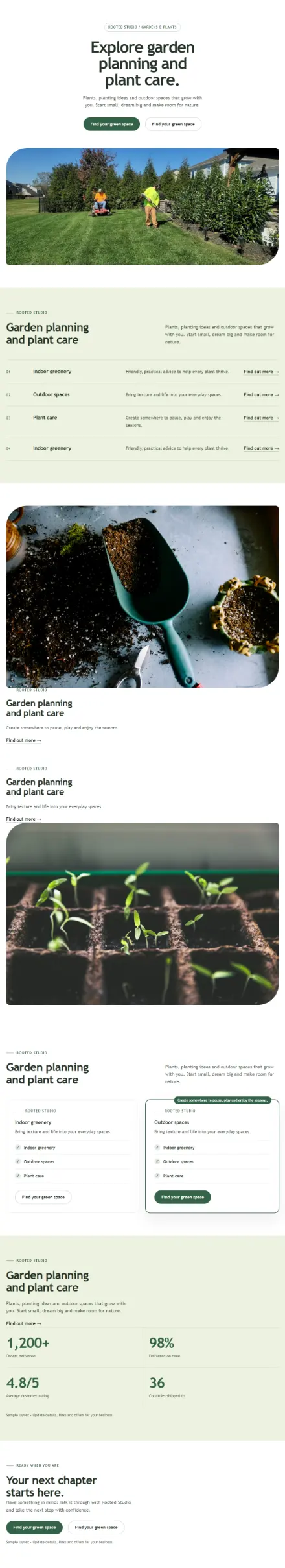Screenshot of Organic · Services
